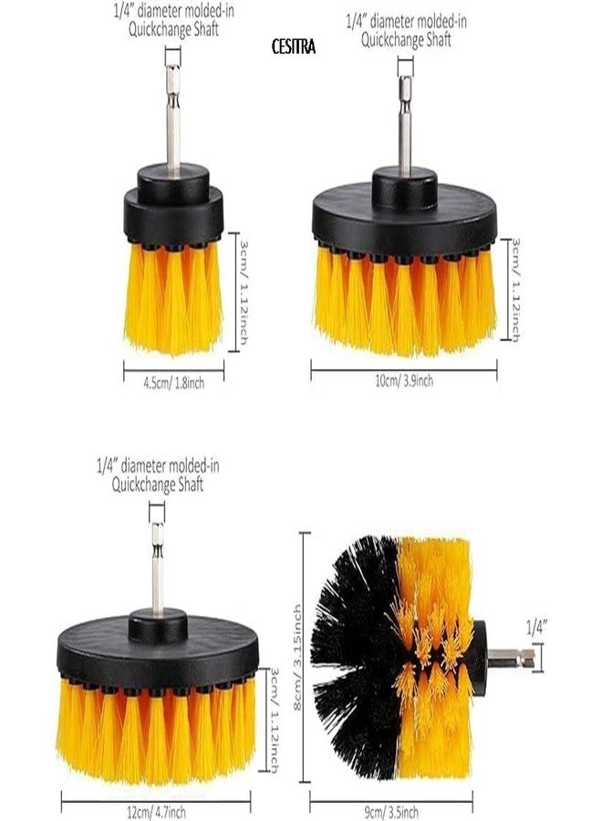 CESITRA 4 Pcs Power Scrubber Attachment Kit Power Brush Cleaning for Bathroom,Surfaces,Floor,Tile Scrubber Scouring Pads Cleaning Kit,Car Drill Brushes(Drill Not Included,Yellow) - Image 5